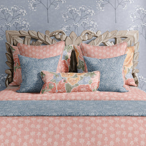 Pretty in Peony Baby’s Breath Pink Bedding Collection comes in Twin, Full/Queen, & King/Cal. King Sizes