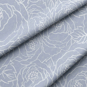 Pretty in Peony Line in Blue Fabric Close up