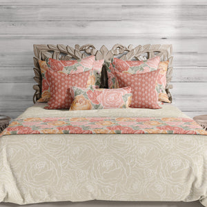 Pretty in Peony Line Art Amber Bedding Collection comes in Twin, Full/Queen, & King/Cal. King Sizes