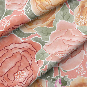 Pretty in Peony Bedding Collection with Pink Background Close Up Fabric Swatch
