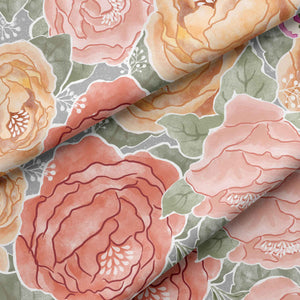 Pretty in Peony Bedding Collection with Gray Background Fabric Sample