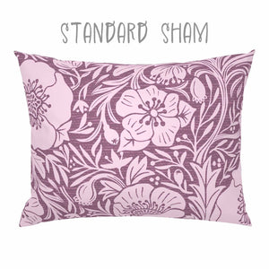 Poppies on purple background Standard Sham and King Sham