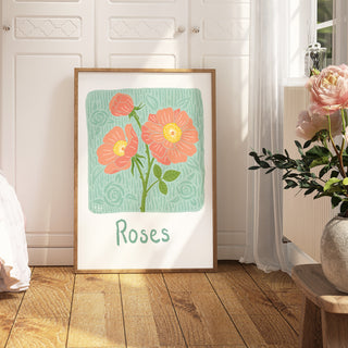 Rising Roses Giclee Print Framed Example - All art is unframed