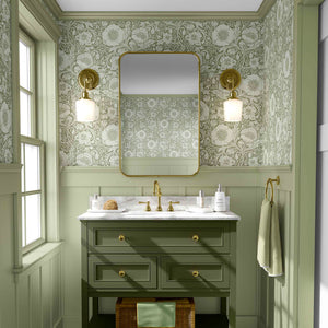 Sage Green Poppy Pattern Pre-Pasted Removable Wallpaper is the best choice for a bathroom