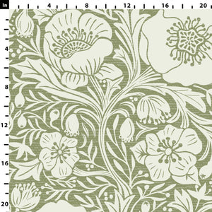 Scale of my Sage Green Poppy Pattern Pre-Pasted Removable Wallpaper.