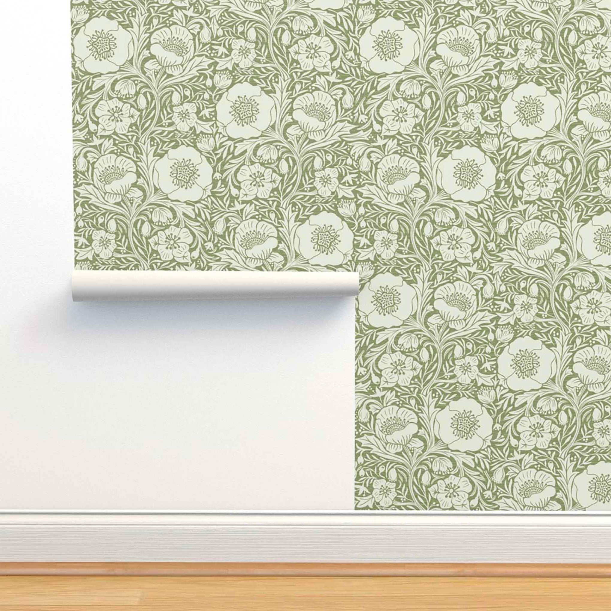 Sage Poppy Flowers Peel & Stick and Pre-Pasted Wallpaper - Jan Johnston ...