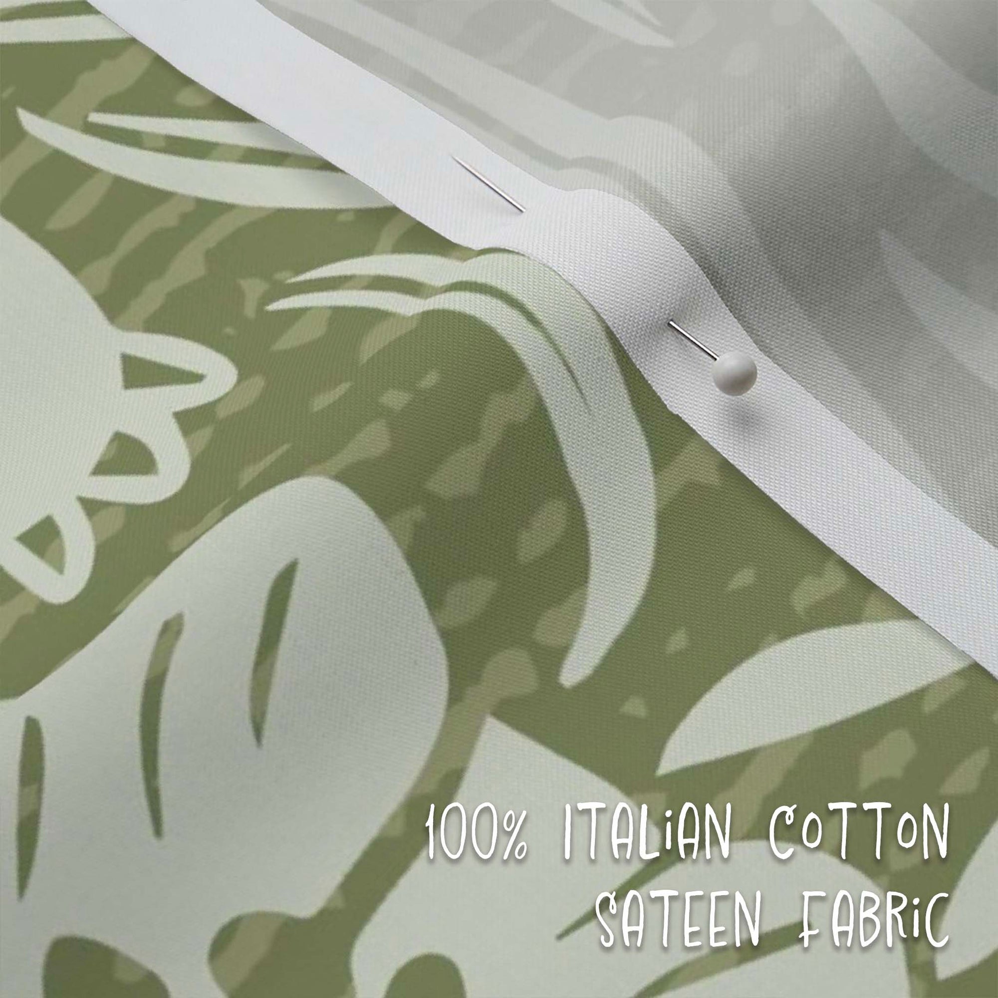 Poppies on sage background 100% Italian Sateen Cotton Duvet Cover detail pattern