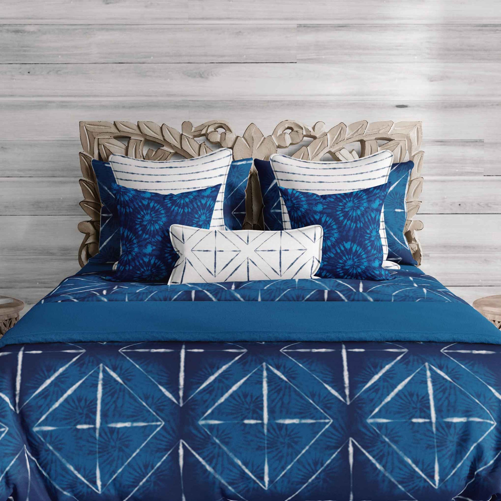 Shibori Midnight Cabana 2-6 piece bedding collection. You can order twin, full, queen, king and cal. king sizes.