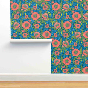 Roll width of my Red Poppy Pattern Wallpaper.