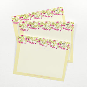 Sweet Pea note cards are 4.25 x 5.5 inches and come in a 10 pack with envelopes