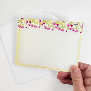 Another option iSweet Pea note cards are 4.25 x 5.5 inches and come in a 10 pack with envelopes not to personalize