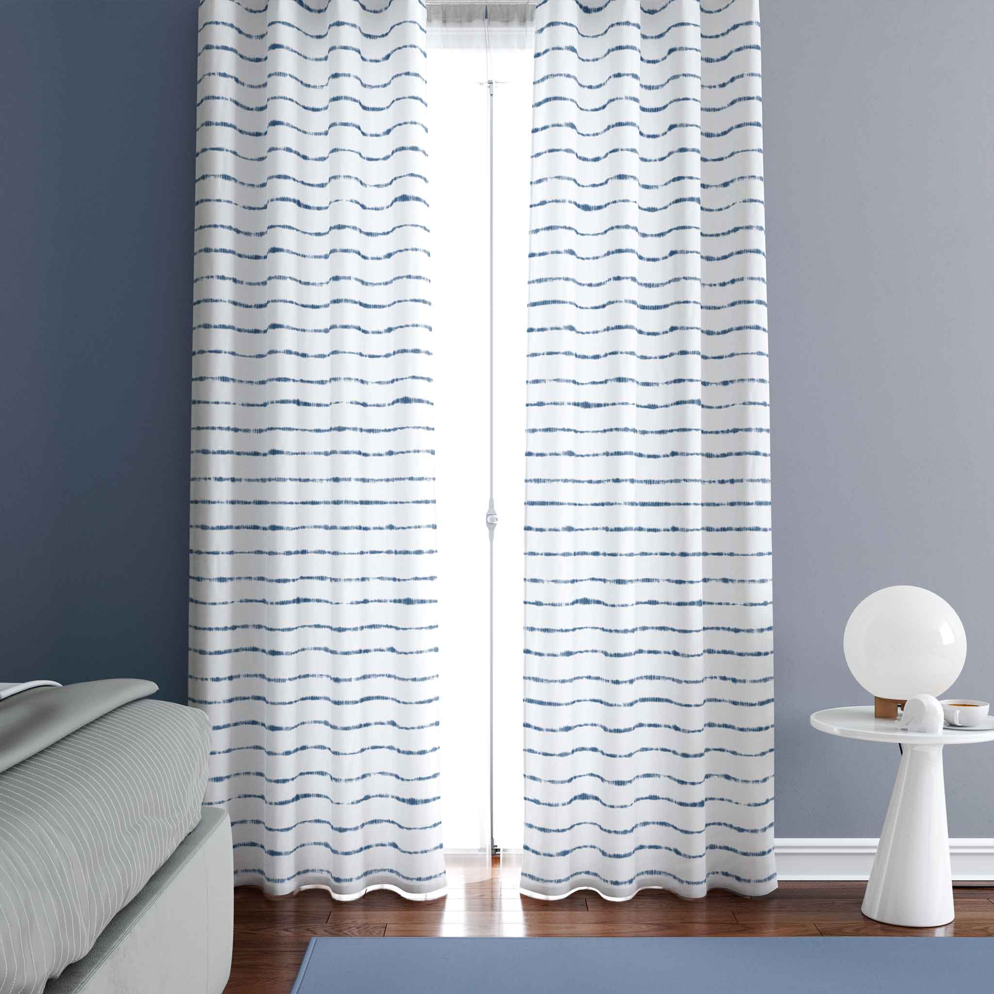 Example of a room with a view of the full length of the curtains.