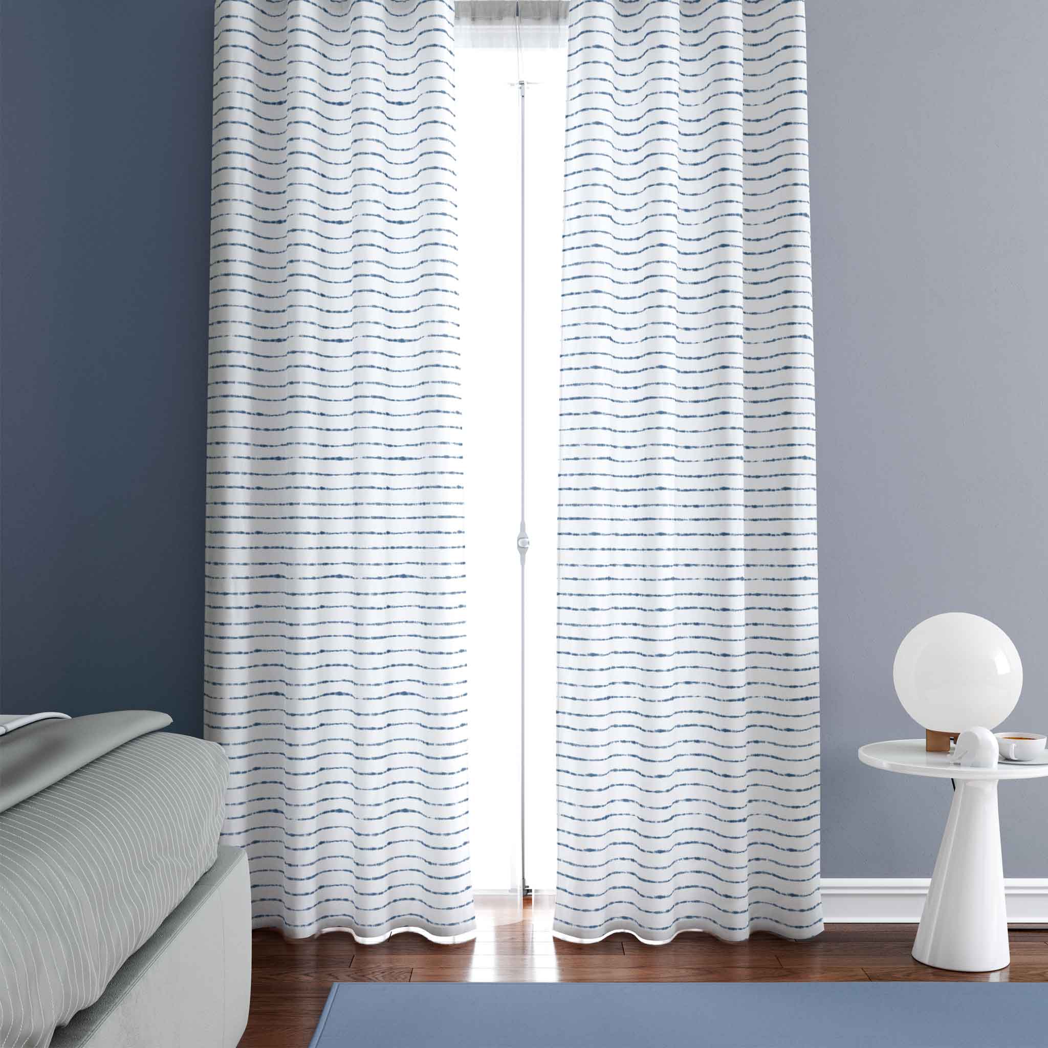 Example of a room with a view of the full length of the curtains.