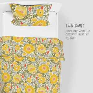 Yellow poppies Duvet Cover: Twin and Twin XL sizes.