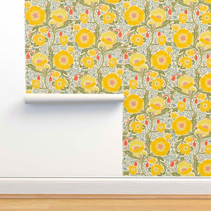 Roll width of my Yellow Poppy Pattern Wallpaper.