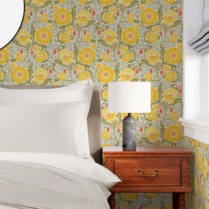 Yellow Poppies Wallpaper in a bedroom