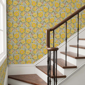 Yellow Poppy Wallpaper in a stairway