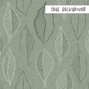 Boho Cabin Leaves in Sage Pattern Wallpaper Detail