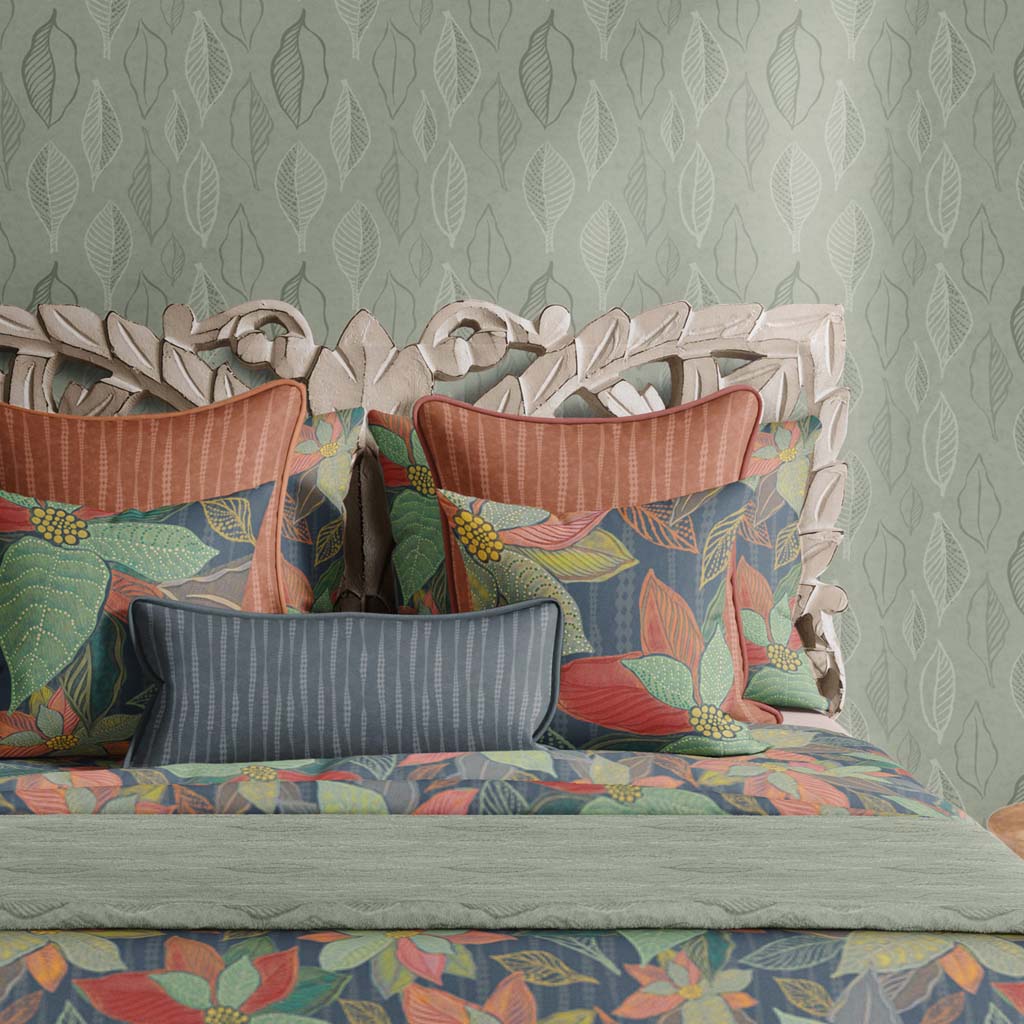 Botanical Boho Cabin Leaves and Wallpaper & Matching Bedding