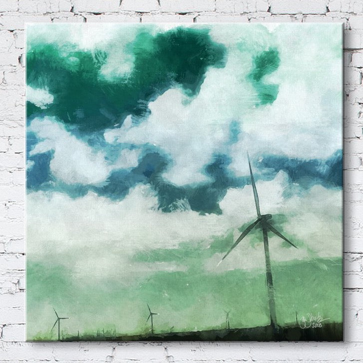 Green Clouds Texas Wind Canvas Wrap