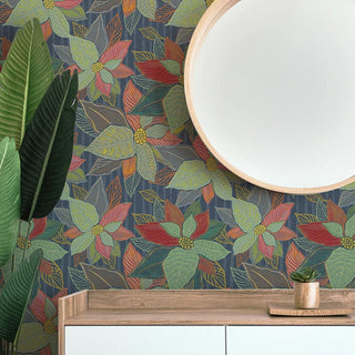 Boho Floral Leaves and Buds Peel & Stick and Pre-Pasted Wallpaper