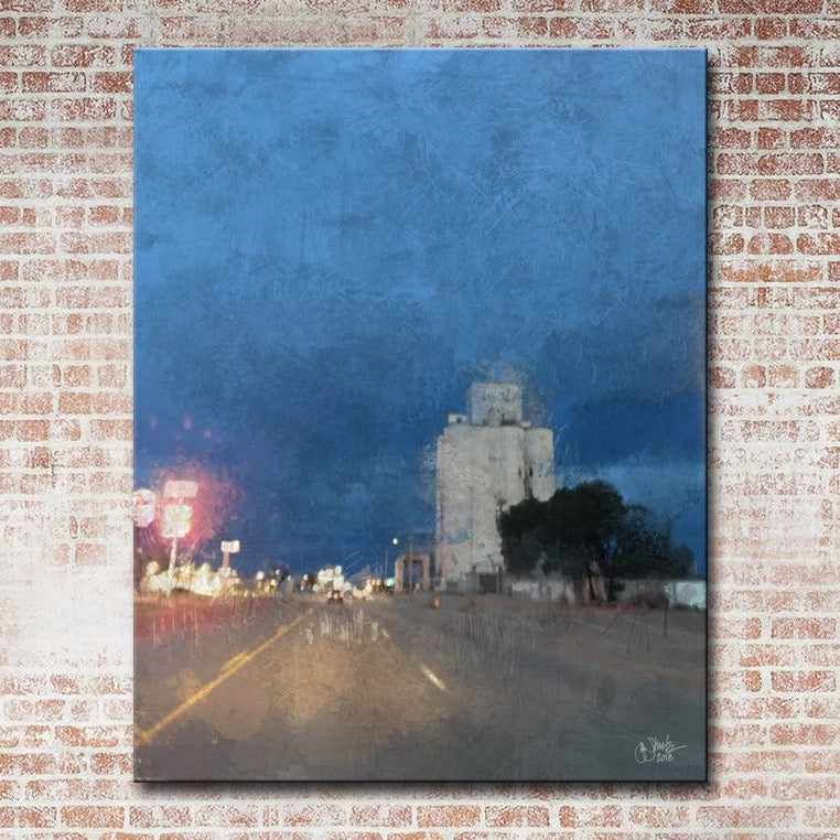 Night Rain in a Small Texas Town Canvas Wrap