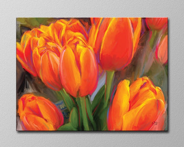 Orang Tulip Bunch Canvas Wrap