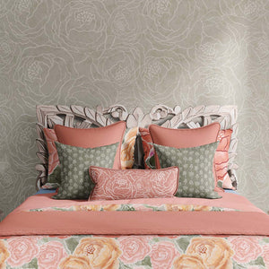 Hand-Drawn Peonies Line Art Peel & Stick and Pre-Pasted Wallpaper - Sage Background