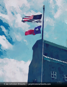 Texas Flag against Blue Sky Print